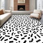 Abstract Pattern With Scattered Black Rectangles Rug