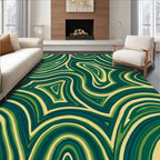 Green Abstract Swirl Pattern Design Rug