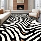 Abstract Beige Black Striped Pattern Rug