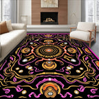 Radiant Black Sunburst Swirl Rug