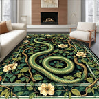 Serpentine Green Floral Vine Motif Rug