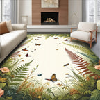 Enchanted Garden Butterfly Floral Ferns Rug