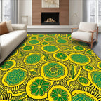 Bold Floral Abstract Yellow Green Rug