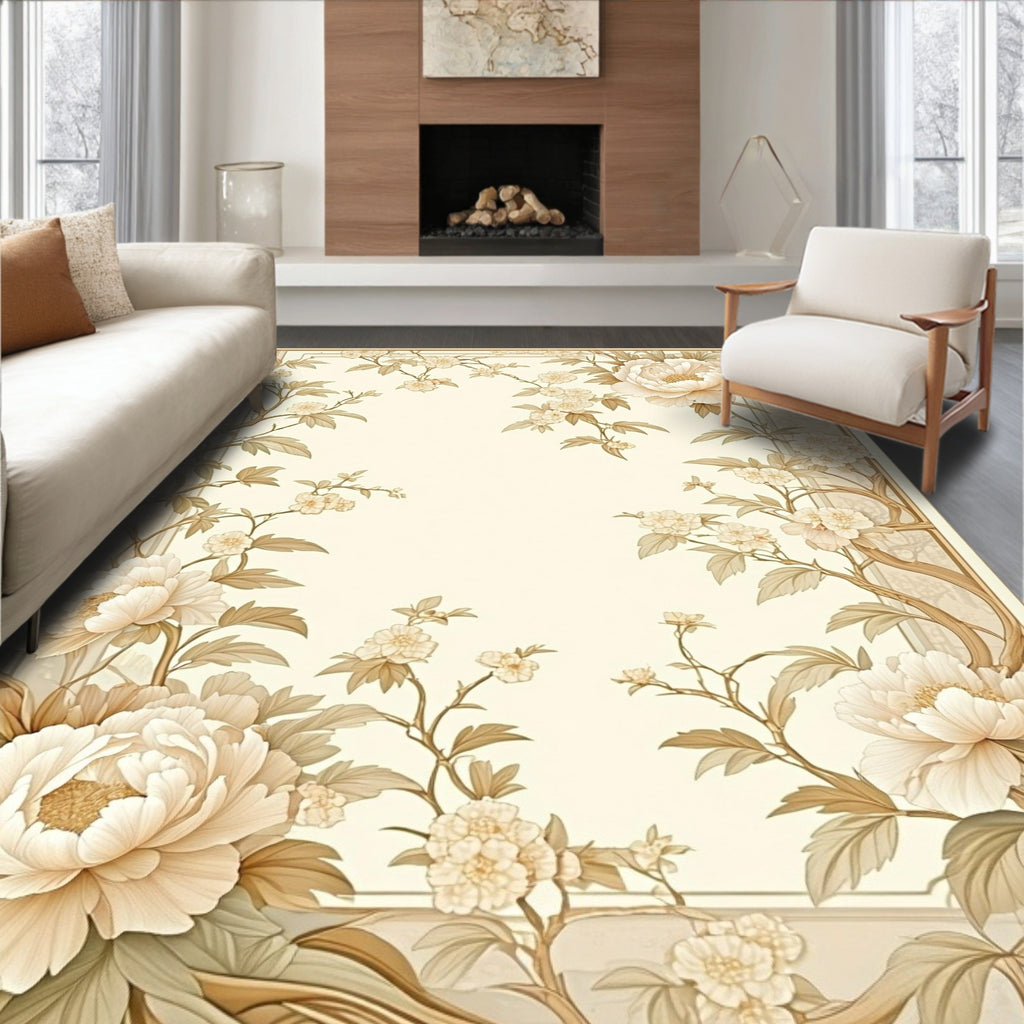 Vintage Floral Scroll Border Rug