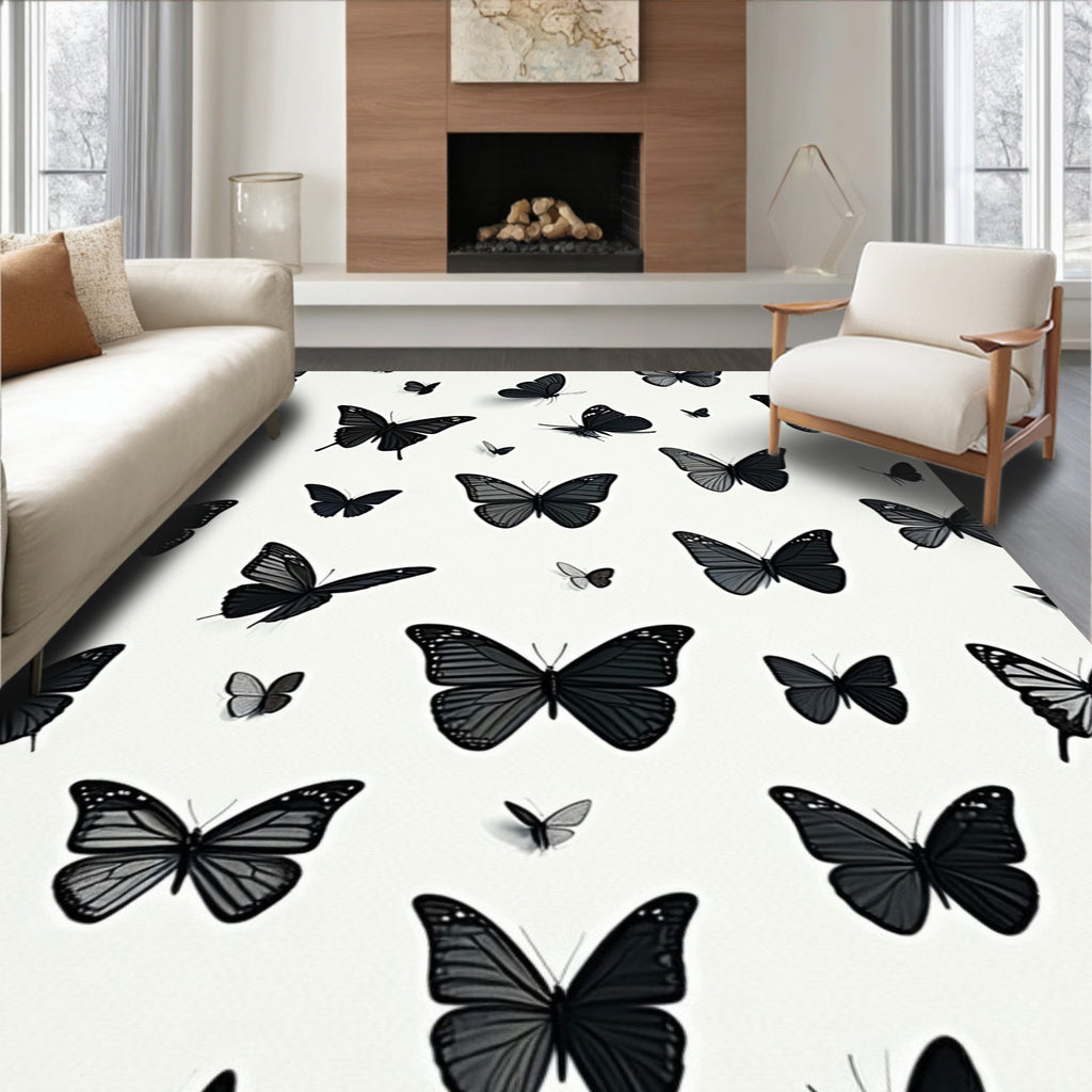 Dark Butterfly Pattern Design Rug