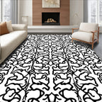 Black Ink Organic Pattern Rug