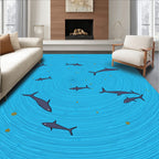 Whimsical Shark Swirl Pattern Rug