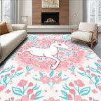 Whimsical Unicorn Floral Patterns Rug