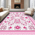 Pink Floral Mandala Border Pattern Rug
