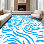 Bright Blue Swirl Stripe Design Rug