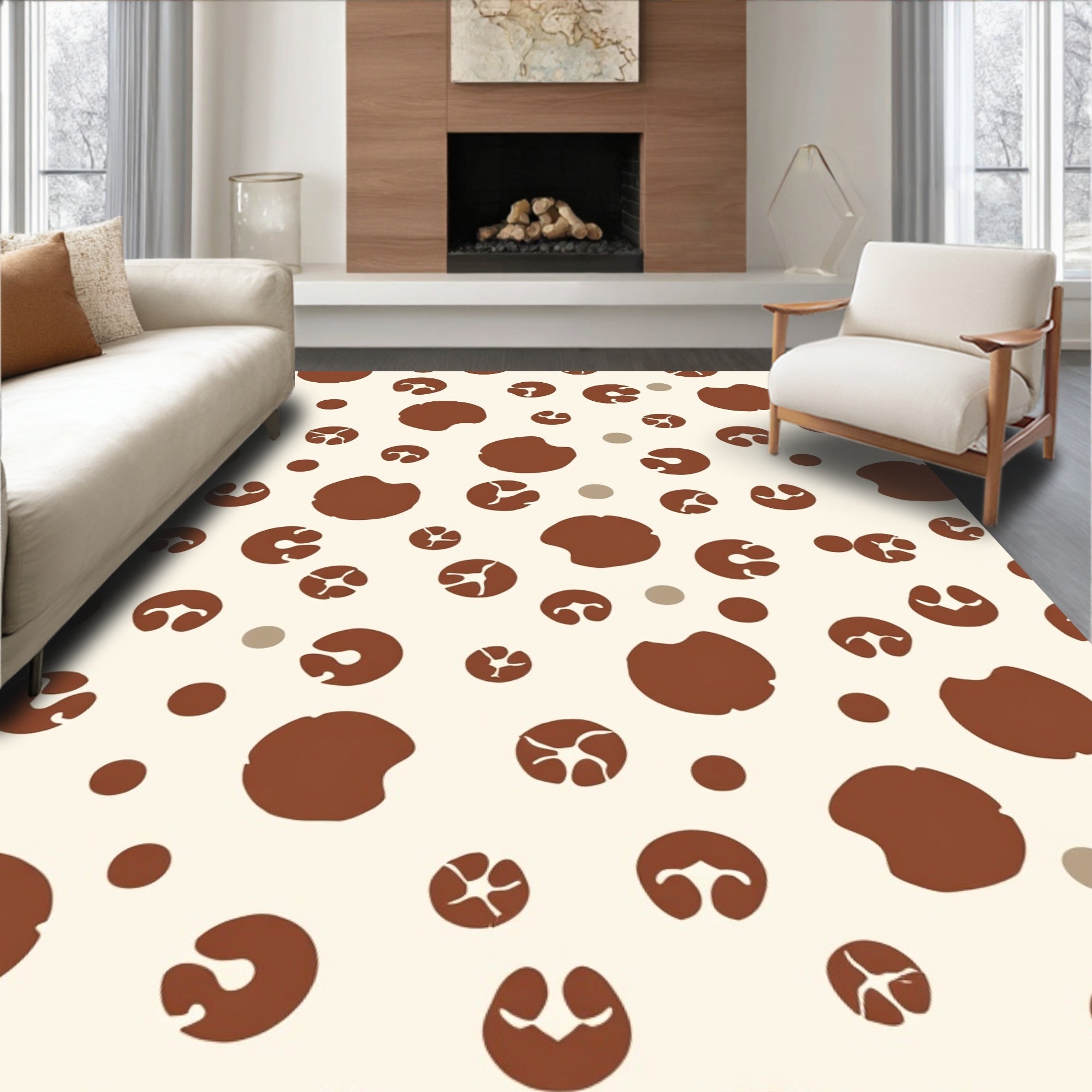 Brown Abstract Organic Shapes Rug