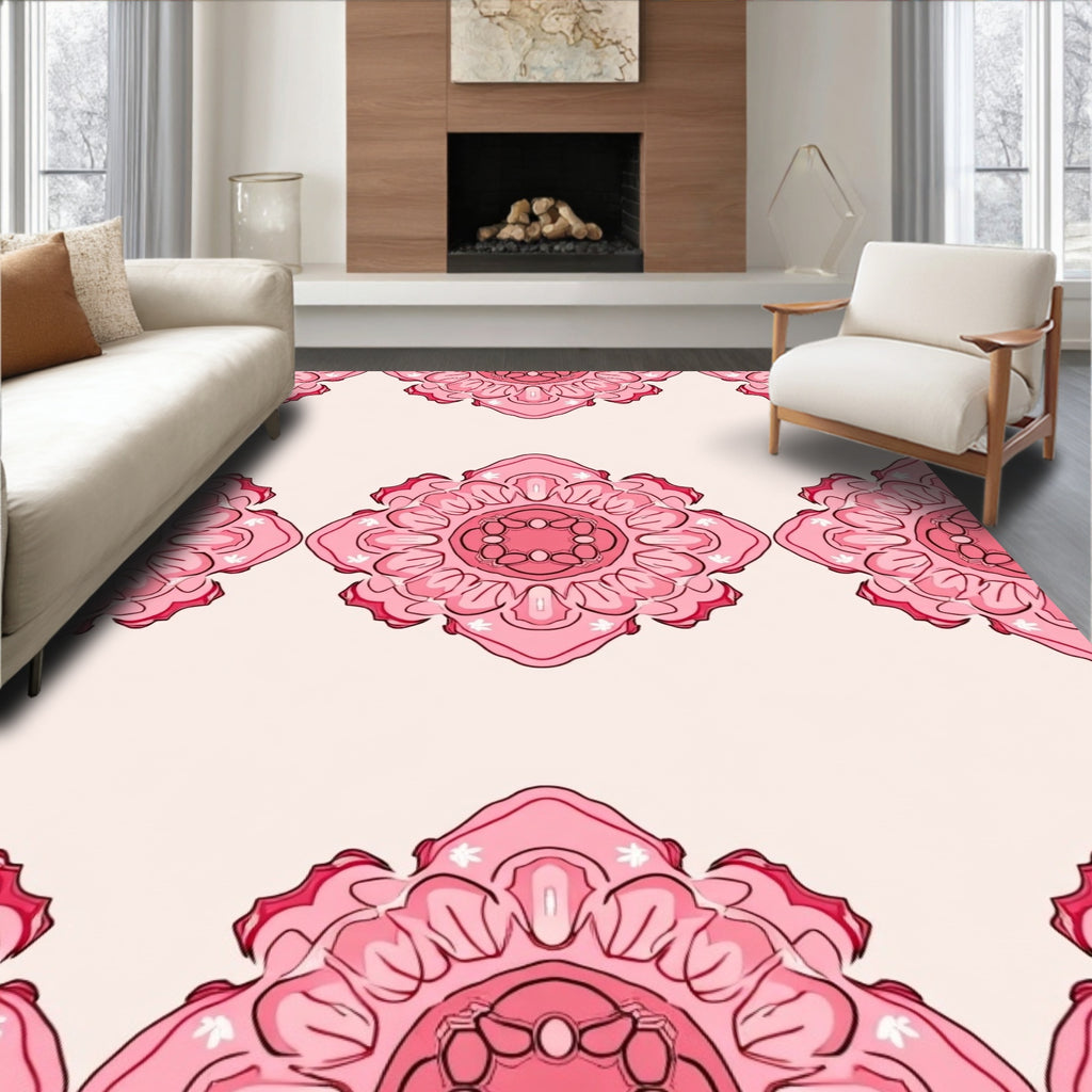 Pink Mandala Patterned Rug