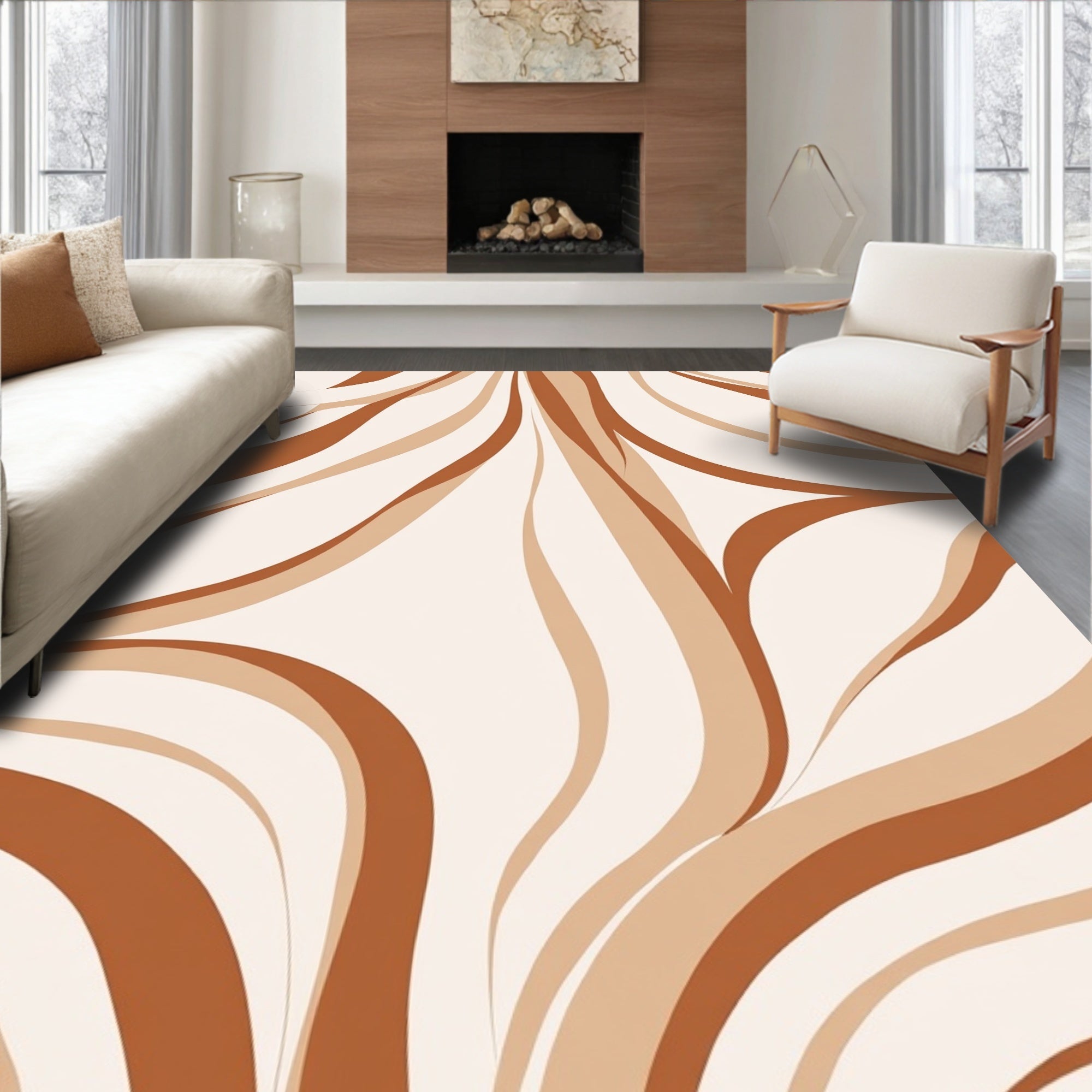 Warm Earth Tones Swirl Pattern Rug
