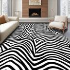Bold Black White Zebra Print Rug