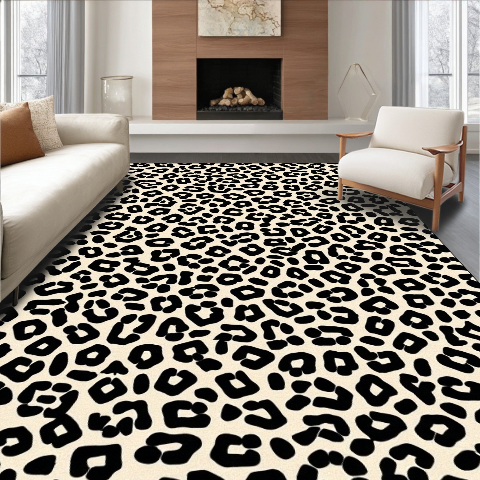 Bold Leopard Print Pattern Rug