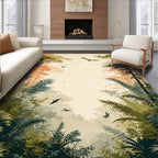 Jungle Scene With Flights Of Birds Rug