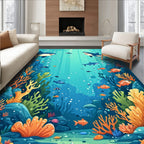 Whimsical Ocean Reef 2 Sharks Rug