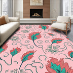 Feather Floral Swirl Pattern Design Rug
