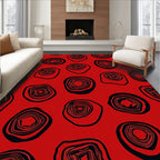 Abstract Red Organic Shape Pattern Rug