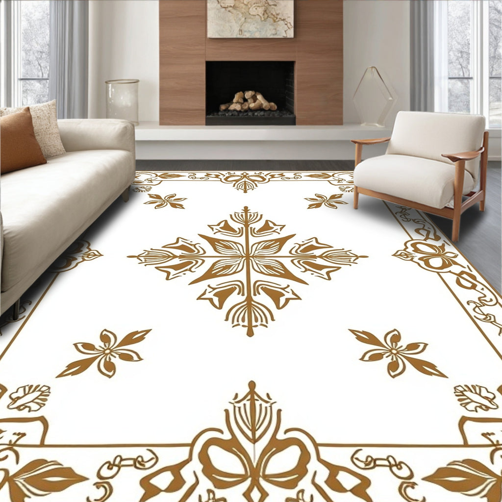 Art Nouveau Floral Scrollwork Design Rug
