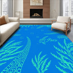 Abstract Botanical Aquatic Inspired Design Rug