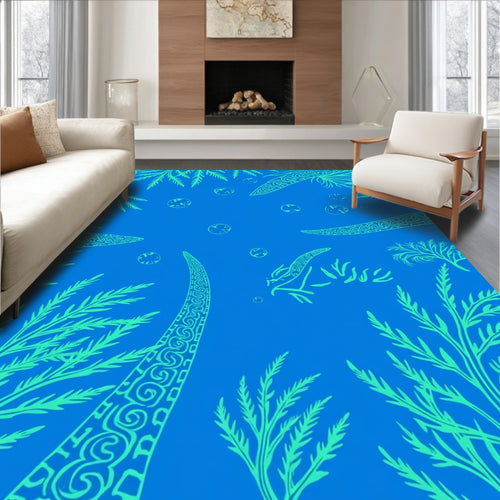 Abstract Botanical Aquatic Inspired Design Rug