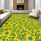 Yellow Floral Vine Pattern Rug