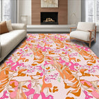 Playful Abstract Floral Pink Orange Pattern Rug