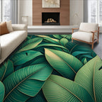 Emerald Leaf Patterned Lush Rug