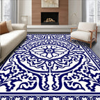 Classic Blue White Floral Medallion Rug
