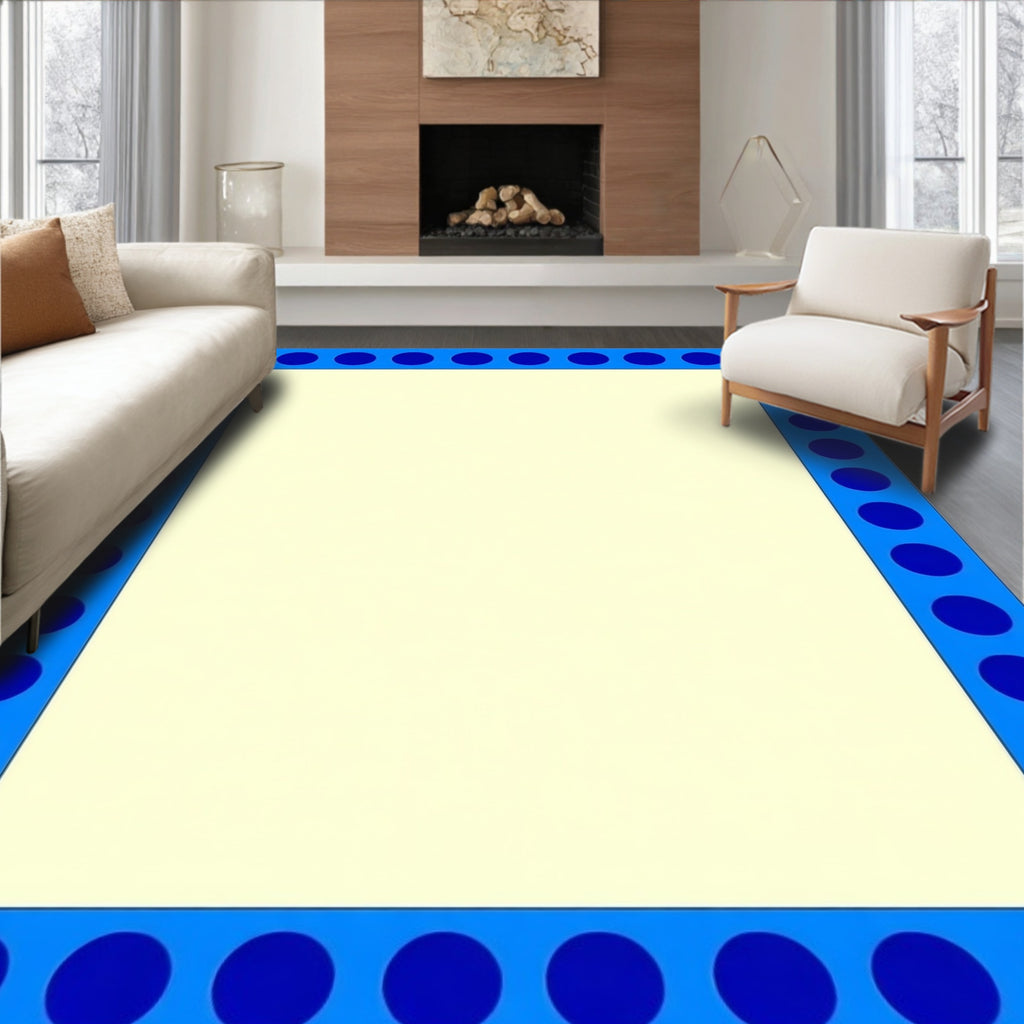 Blue Dot Border Design Rug