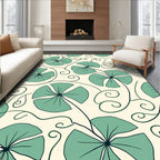 Teal Floral Swirl Pattern Rug