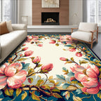 Vintage Floral Pink Blossom Border Rug