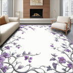 Purple Floral Vine Border Design Rug
