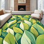 Lush Green Leaf Pattern Design Rug