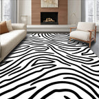 Black and White Wavy Stripe Pattern Rug