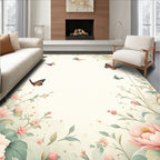 Spring Butterflies Peonies Floral Rug