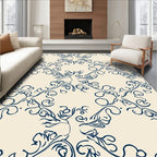 Classic Blue Swirling Vine Pattern Rug