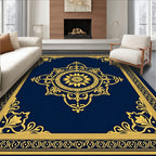 Elegant Golden Floral Mandala Design Rug