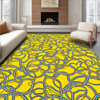 Yellow Abstract Curving Lines Design Rug