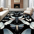 Dark Butterfly Moth Illustration Rug