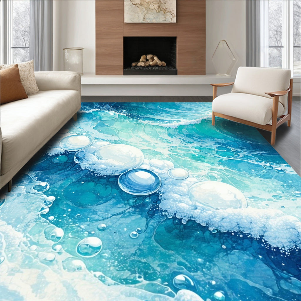 Bubbles and Waves Ocean Pattern Rug