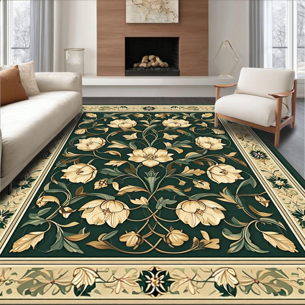 Elegant Floral Vine Patterned Rug
