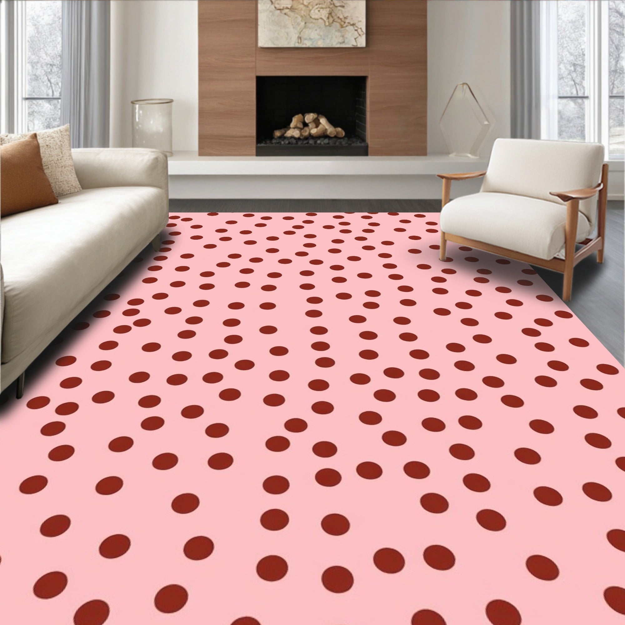 Pink Dots Pattern Rug