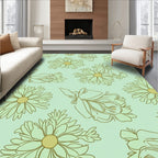 Retro Floral Outline Pattern Rug