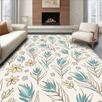 Botanical Line Art Floral Pattern Rug