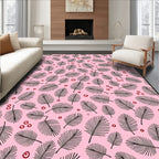 Pink Fern Leaf Circles Repeating Rug