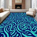 Aqua Swirl Pattern Dark Blue Rug