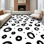 Abstract Black White Paint Splatter Rug