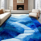 Misty Blue Mountain Staircase Scene Rug
